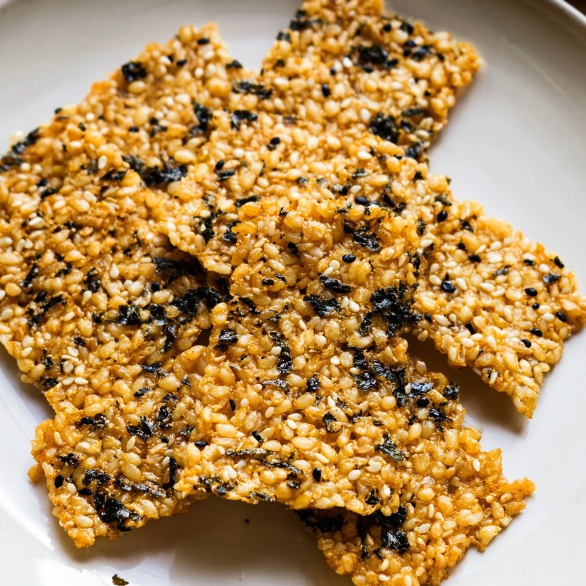 Crispy seaweed and sesame rice crisps served with flavorful dipping sauces.  
