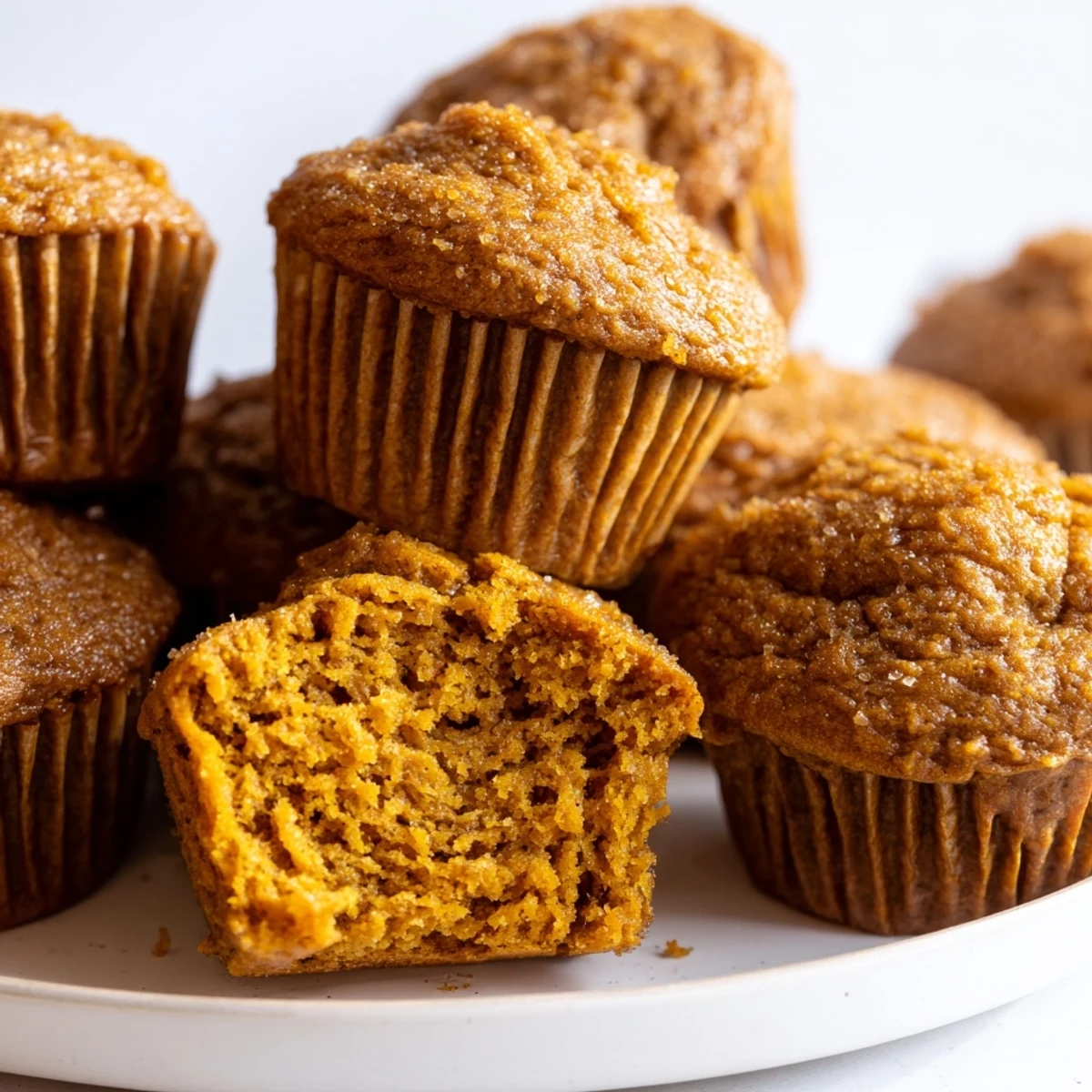 Gingerbread spiced pumpkin muffins cooling on a rack, exuding fall’s sweet aroma.