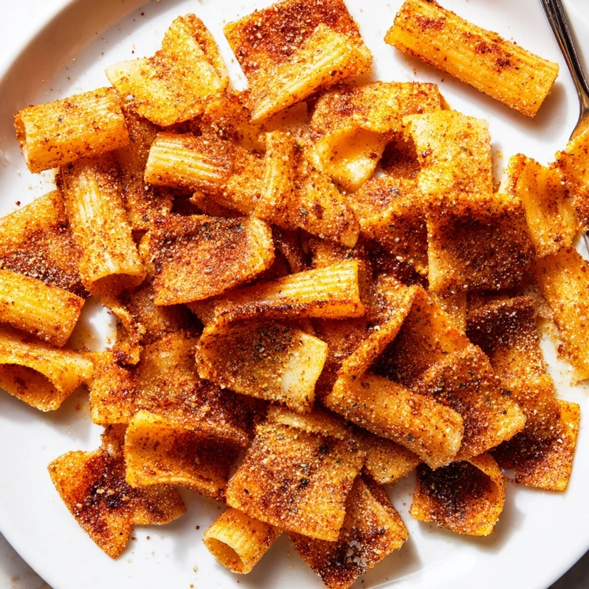 Golden, crunchy pasta chips seasoned variety, ideal for sharing at any gathering.