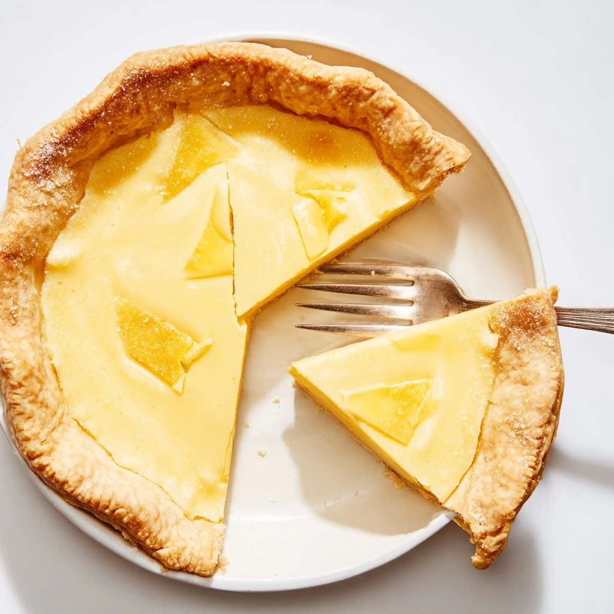 Classic water pie cooling on the counter, ready to serve with fresh berries.