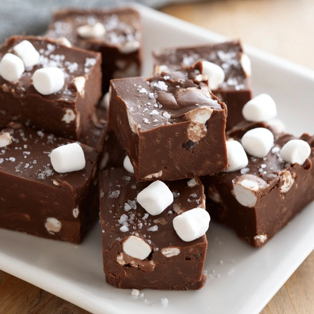 Warm, gooey Easy Marshmallow Fudge with visible mini marshmallows and optional pecan pieces.