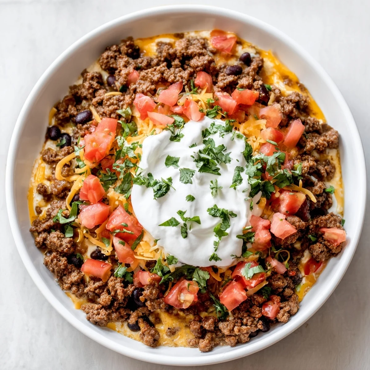 Melted cheddar and ground beef mingle in this comforting Slow Cooker Cream Cheese Taco Dip.