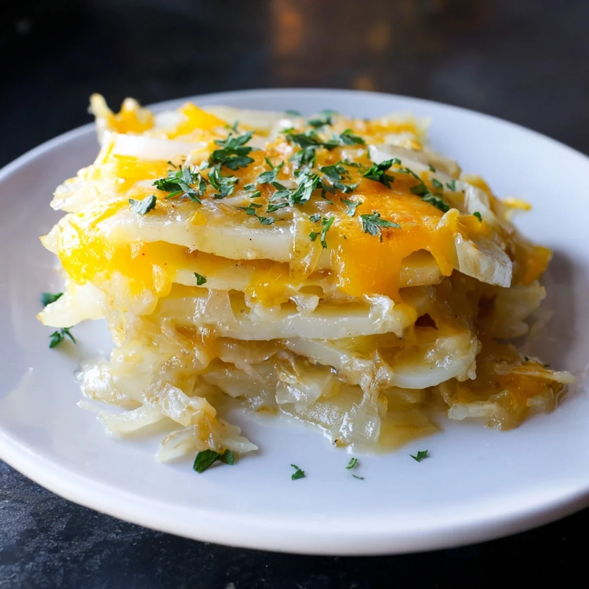 Hot-from-the-oven photo of Budget-Friendly Potato Layer Bake, revealing a savory, layered casserole delight.