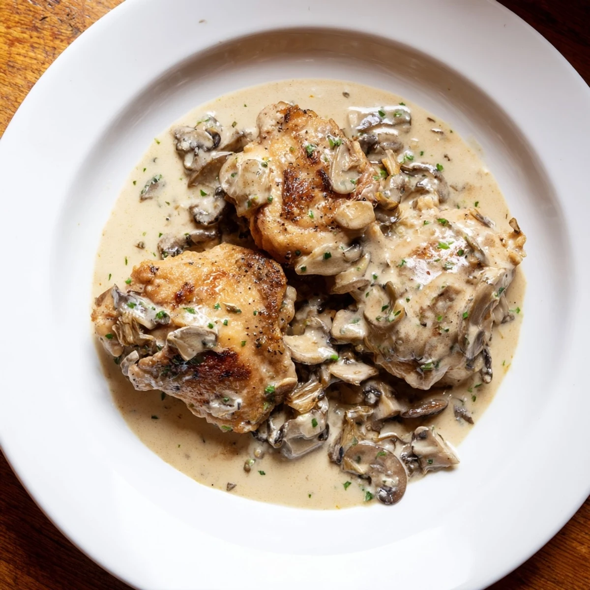 One-pan Tarragon Chicken & Mushroom Skillet, with juicy chicken and a rich, creamy sauce, perfect for a cozy dinner.