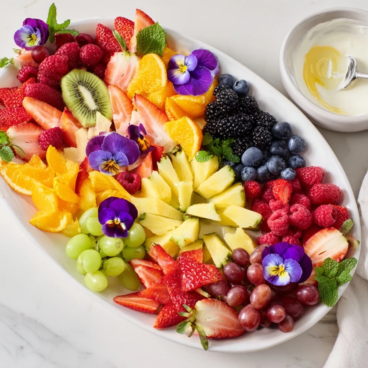Imagine this Butterfly Garden Fruit Board, a stunning fruit platter with berries and vibrant orange segments.