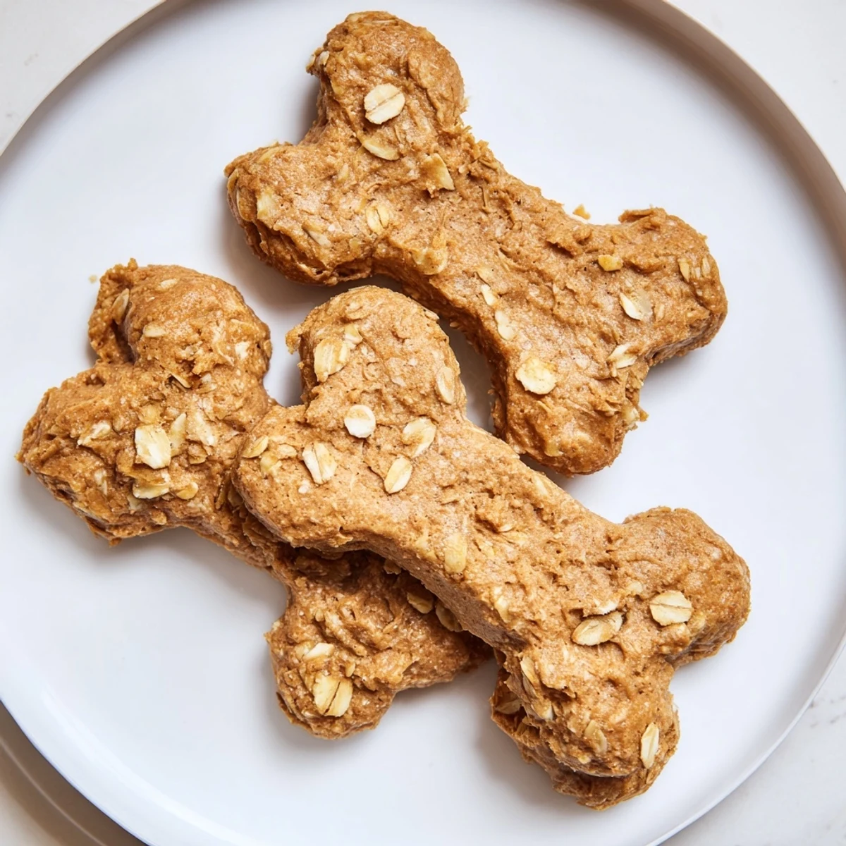 A close-up of homemade Pawsitively Good Dog Bone Treats, ready to eat with their wholesome ingredients visible.