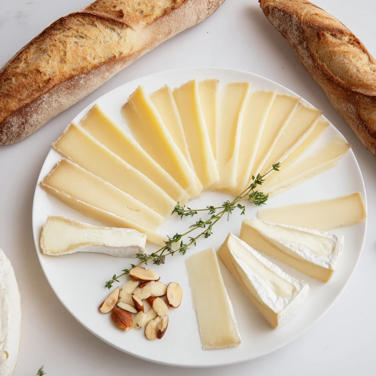 French Bistro Elegance Board featuring creamy Brie, crusty baguette slices, and gourmet accompaniments, perfect for sharing.