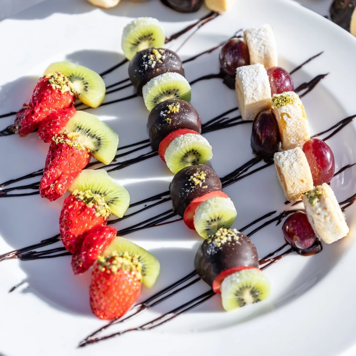 Elegant The Sweet Dessert Decadence board displays fresh fruit and chocolate, inviting sweet enjoyment.