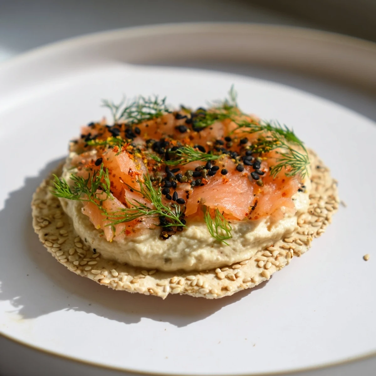 The Driftwood Beach appetizer with flaky smoked fish, creamy hummus, and rustic cracker "driftwood".
