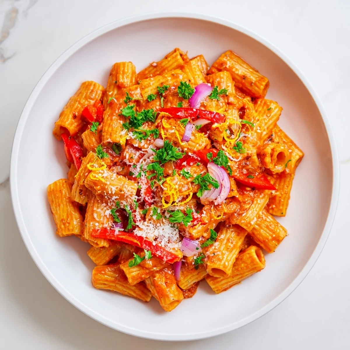 This One-Pot Diavola Spicy Pasta bubbles invitingly, perfect for a cozy, flavorful Italian meal.