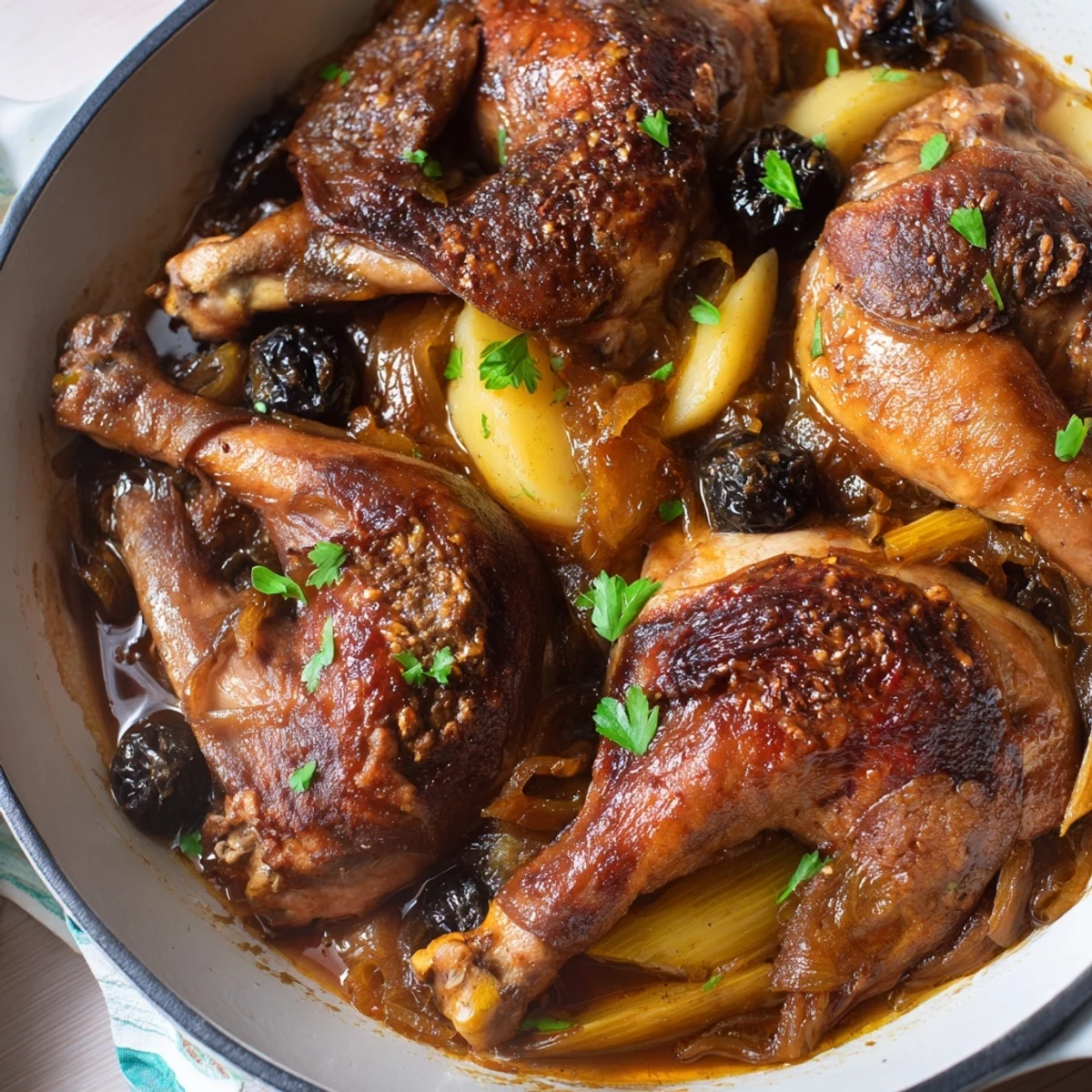 This Southern-style Georgia Pot Roast Chicken showcases braised chicken and a delicious, comforting gravy over a bed of veggies.