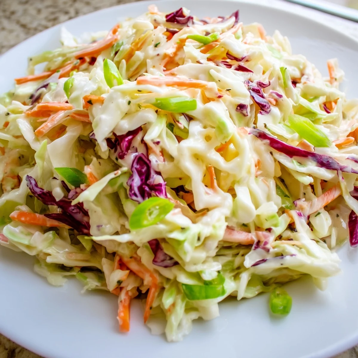 Creamy and tangy Quick Coleslaw Salad tossed for a perfect side to your summer meals.