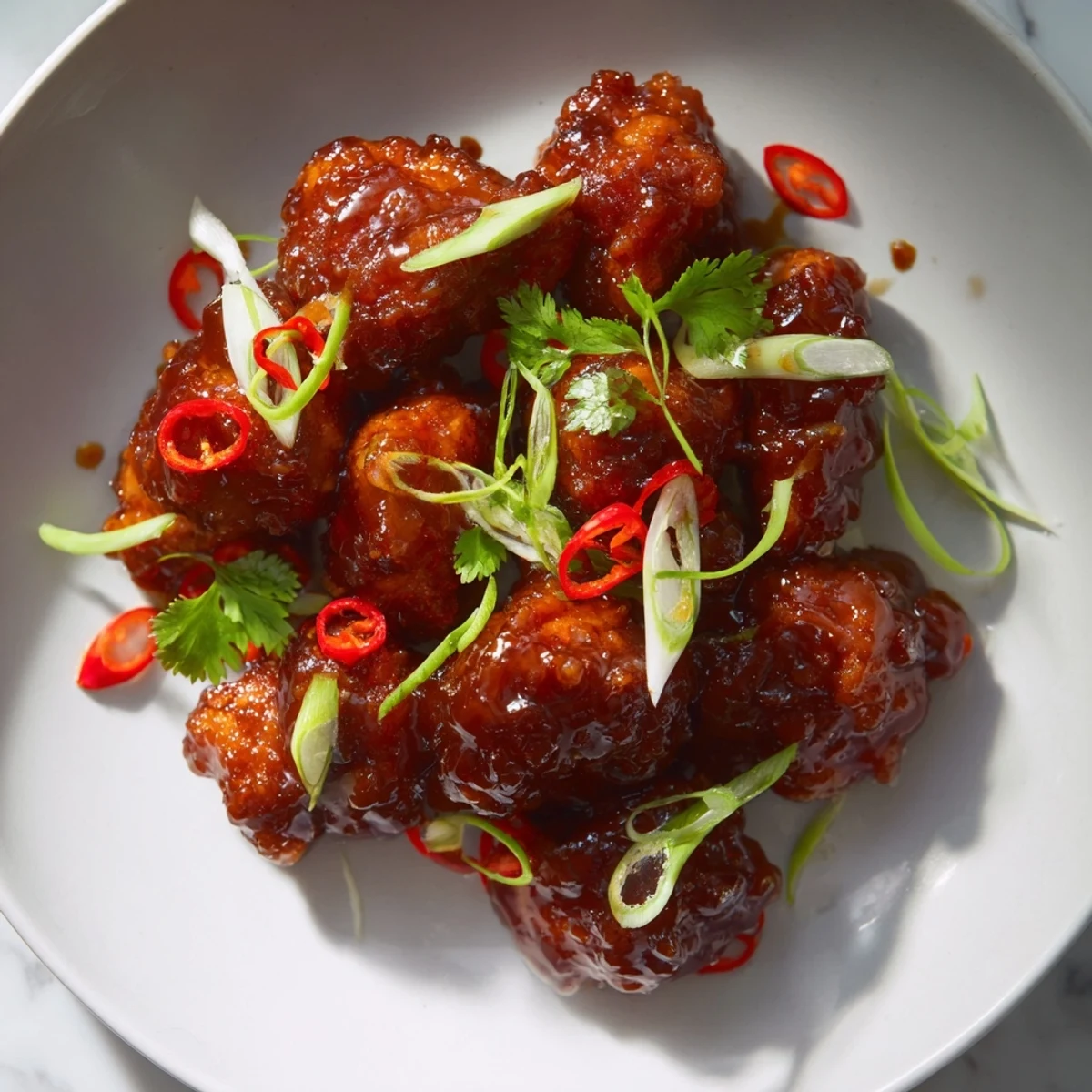 Close-up shot shows the delicious, sticky glaze on this easy Vietnamese Caramel Chicken recipe.