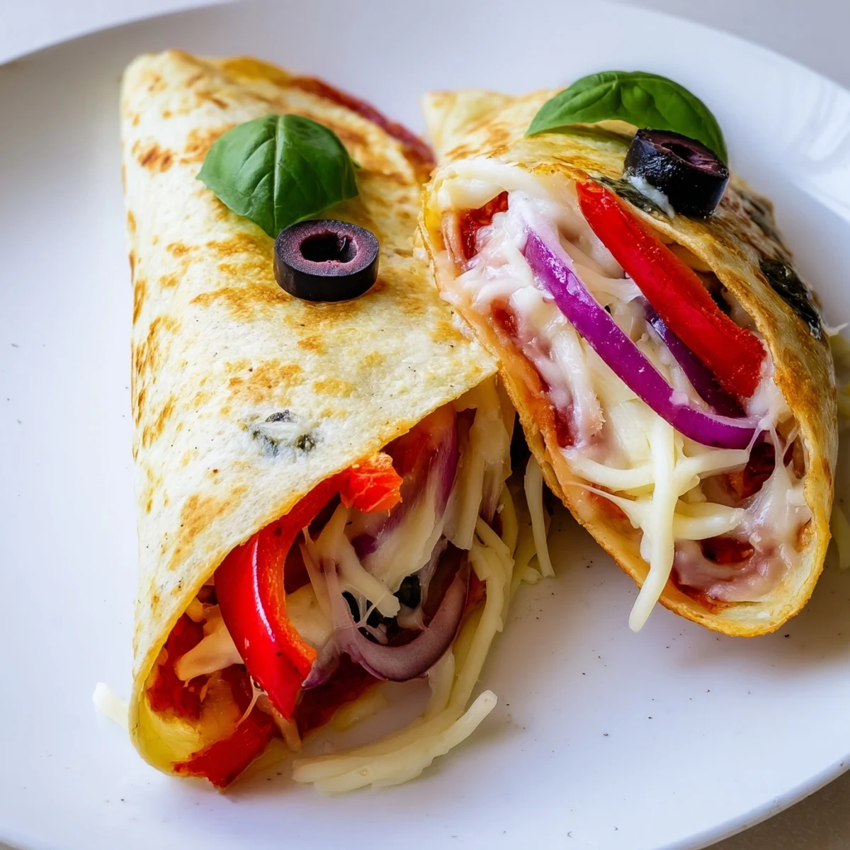 Delicious tortilla pizza wrap, pan-fried to crispy perfection, a quick and satisfying snack.