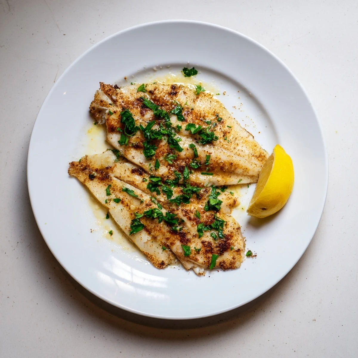 Pan-fried flounder meunière fillets drenched in a nutty brown butter sauce, ideal for a weeknight meal.