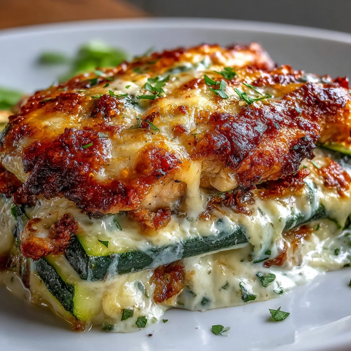 Golden-seared chicken and crisp zucchini slices layered with a creamy yogurt-egg blend, topped with bubbly mozzarella in this High Protein Chicken Zucchini Bake.  