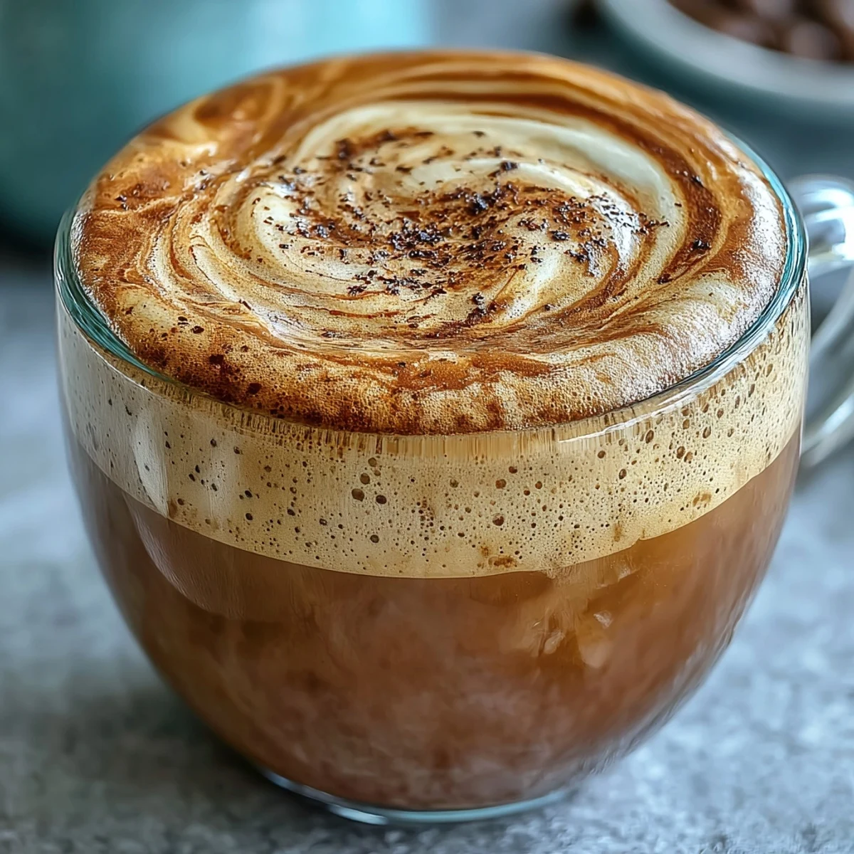Steaming cup of Hojicha Cappuccino with frothy milk foam and roasted tea aroma, served alongside a light pastry.