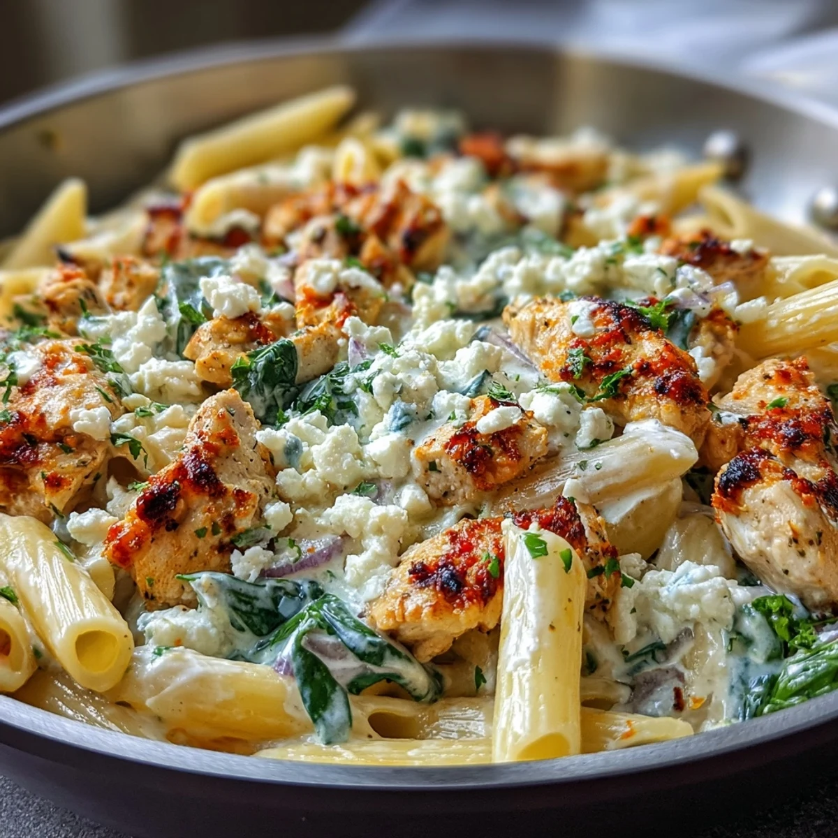 Vibrant green spinach and bright lemon zest add freshness to the one-pan dinner.