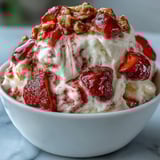 Swirled Greek yogurt clusters with crunchy freeze-dried strawberries and banana chips.