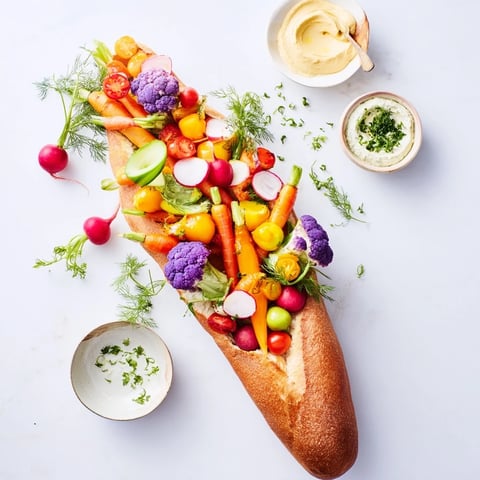 Vibrant Cornucopia Veggie Board bursting with colorful fresh vegetables perfect for Thanksgiving.