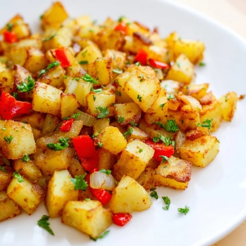 Golden and crispy air fryer breakfast potatoes, a diner classic, sprinkled with fresh parsley and ready to serve.