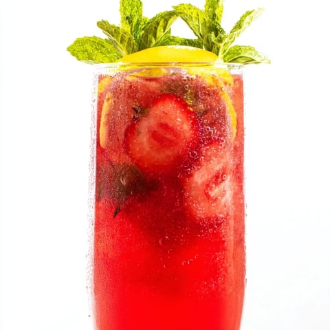Homemade strawberry and pineapple fruit refresher drinks, chilled and beautifully garnished with fresh mint.