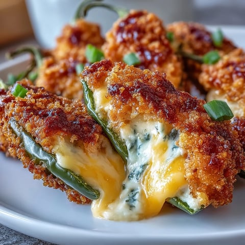 Golden Air Fryer Jalapeño Poppers stuffed with creamy cheddar filling and topped with crispy breadcrumbs.
