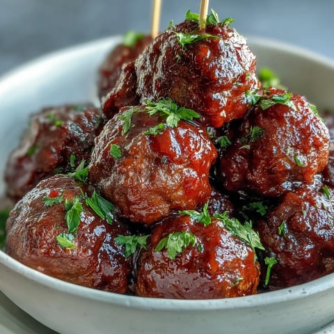 Slow cooker Grape Jelly and Chili Sauce Meatballs glistening in a sweet, tangy red glaze.