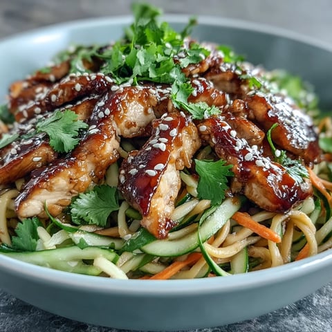 Freshly chopped vegetables and tender chicken top a bed of warm rice noodles in this Asian Chicken Noodle Bowl.