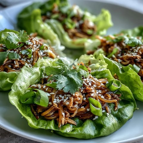 Freshly cooked Potsticker Noodle Lettuce Cups filled with savory turkey, ginger, and crunchy veggies in buttery lettuce wraps.