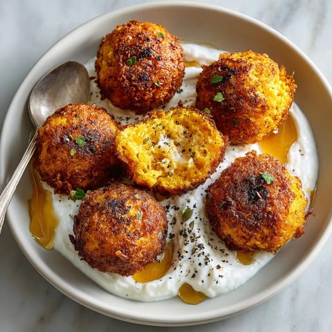 Fluffy, fried Sage-Honey Pumpkin Fritters, flavored with sage, perfect for a fall brunch or side dish.