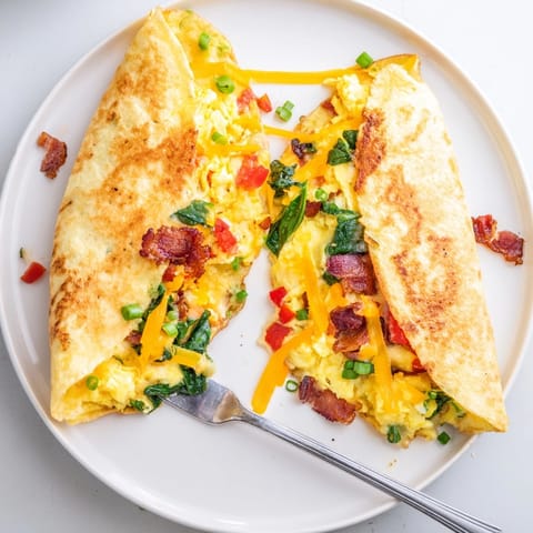 Crispy, cheesy, melty Cheesy Stuffed Tortilla Breakfast Pockets, a quick and tasty morning meal.