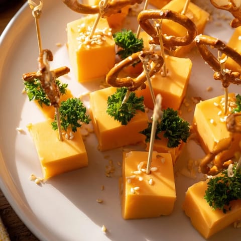 Cheddar Cubes Pretzel Sparklers