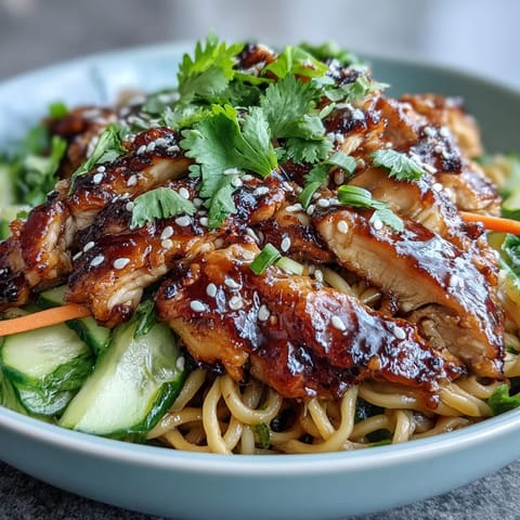 Stir-fried chicken and crisp veggies are tossed with rice noodles for a quick and easy Asian Chicken Noodle Bowl.