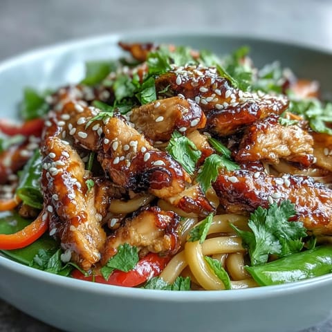 Tossing hot noodles with chicken and snap peas in a sweet-savory sesame sauce for a quick weeknight dinner.