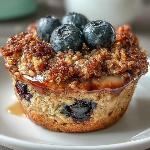 Wholesome baked oatmeal cups bursting with fresh blueberries and bright lemon zest for a nourishing breakfast treat.