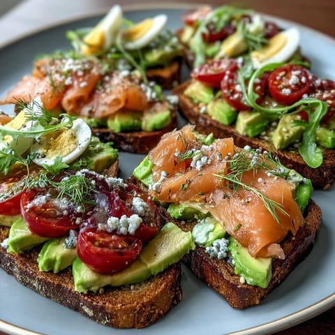 Spring Brunch Avocado Toast Board with Smoked Salmon featuring creamy avocado, smoked salmon, and fresh vegetables on toasted bread.