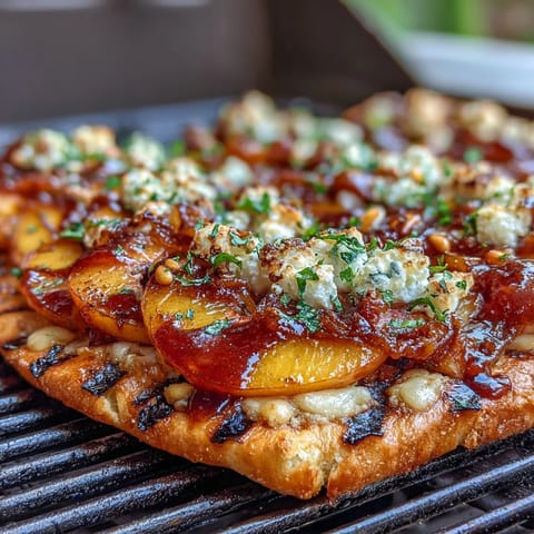BBQ Peach Brie Flatbread Grill