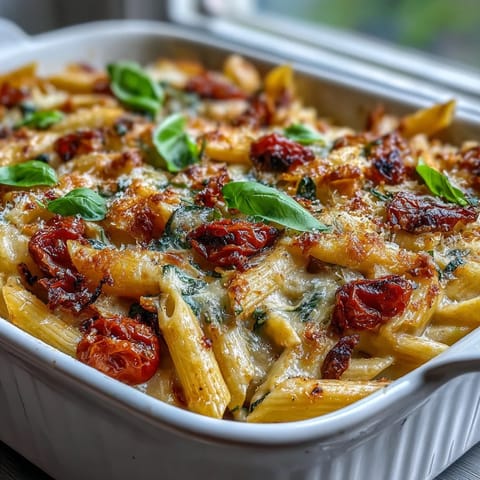 Roasted Tomato Cabbage Pasta Bake with bubbling cheese and caramelized edges.