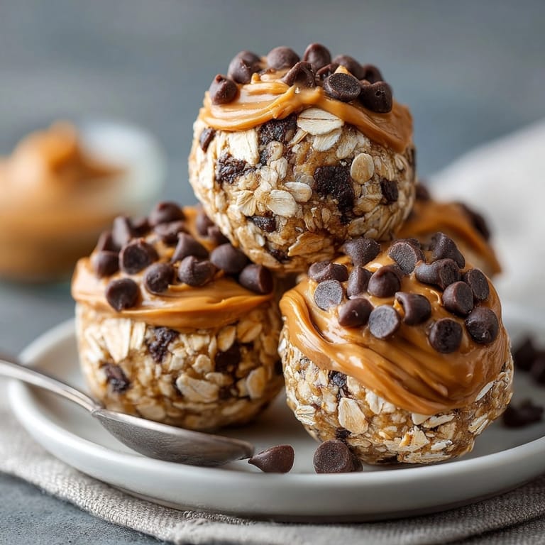 Freshly rolled protein-packed peanut butter chocolate energy balls on a white plate, perfect for a quick bite.