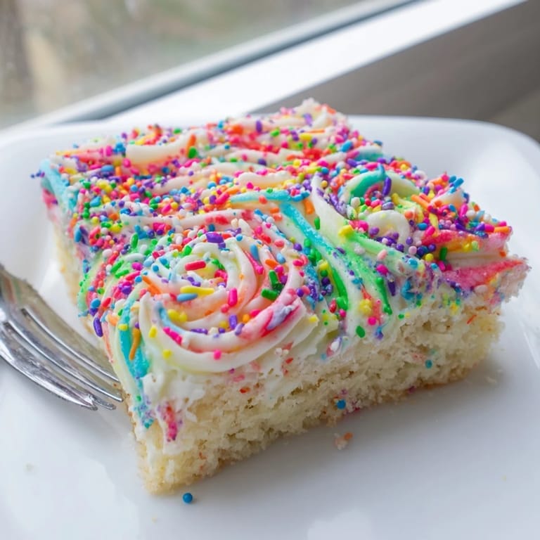 Fluffy Not-So-Perfect Birthday Sheet Cake, invitingly decorated with charming swirls and sprinkles.  