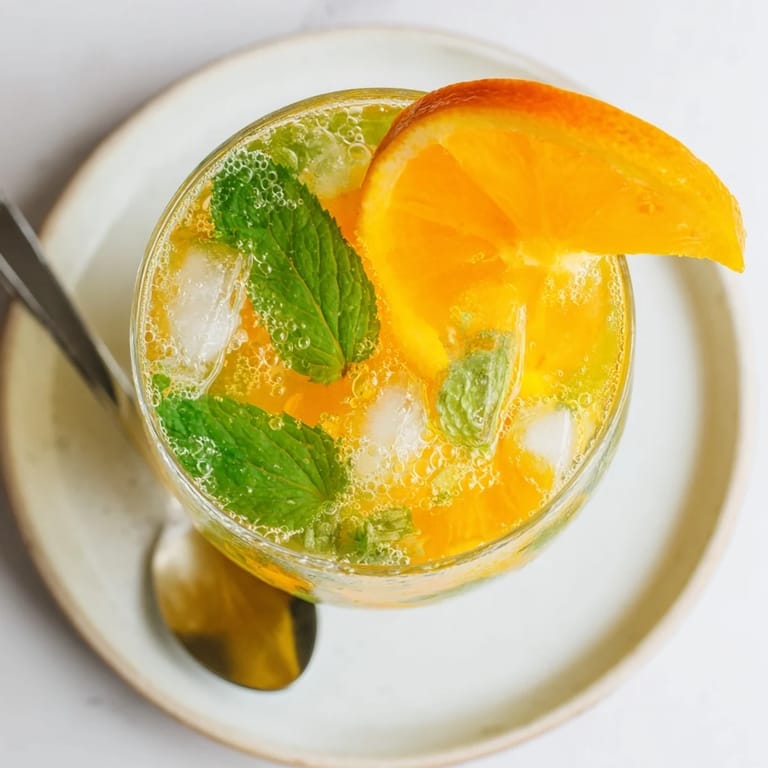 Delicious probiotic soda mocktail, chilled over ice with vibrant citrus flavors.