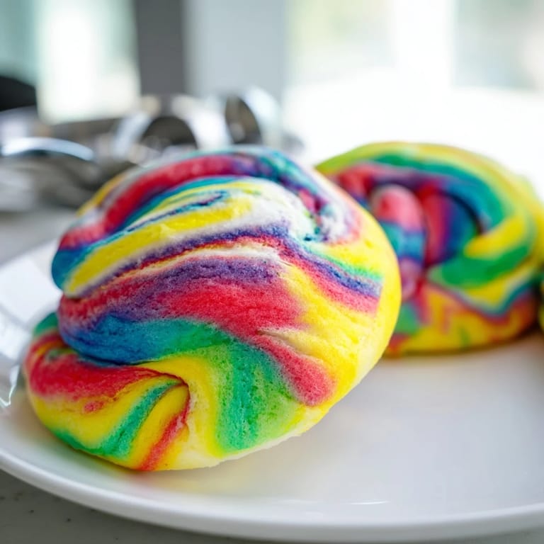 Vibrant rainbow-colored Cloud Bread, a fun and gluten-free treat for gatherings.  
