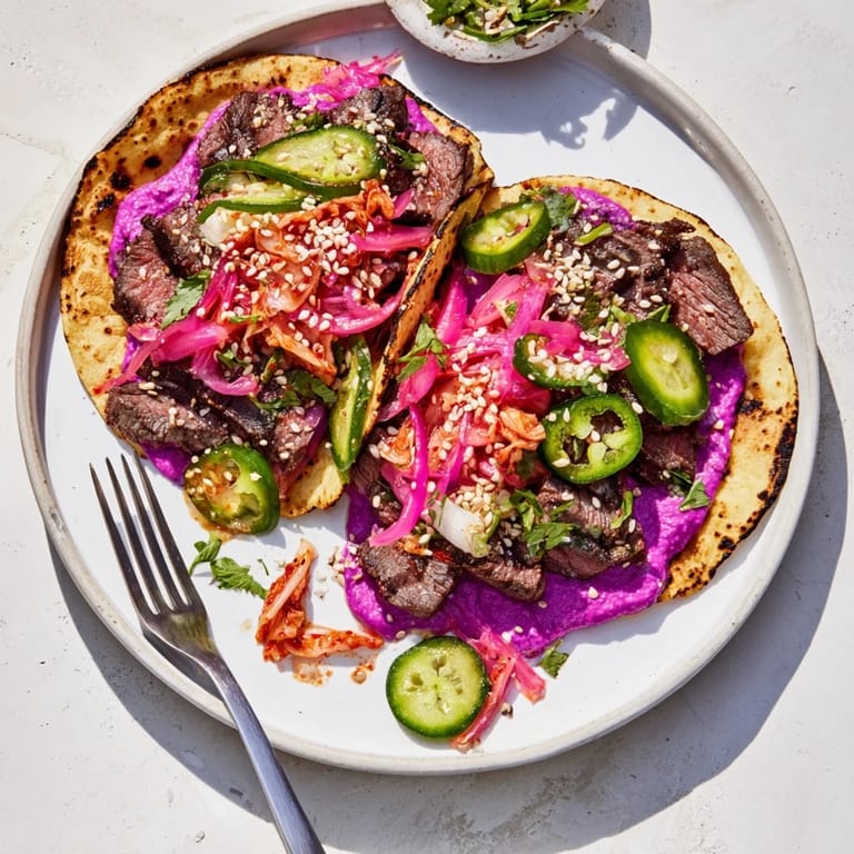 Delicious bowls filled with rice, marinated chicken, ube crema, and crunchy veggies.