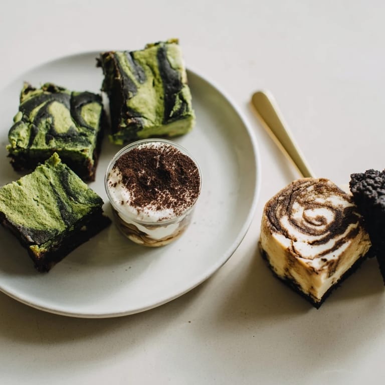 Chai tiramisu served in elegant mini cups, dusted with aromatic spices and cocoa.  