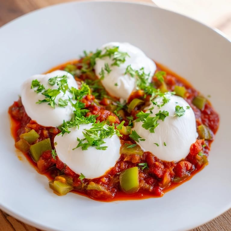 Fragrant Shakshuka with perfect poached eggs and a rich tomato sauce, a satisfying vegetarian meal.