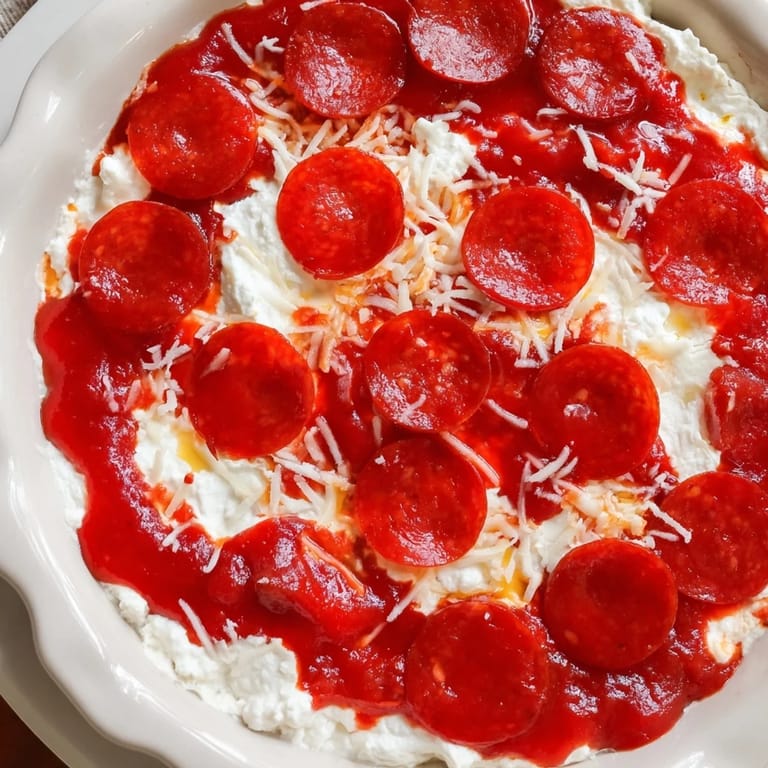 Hot Pizza Dip, a comforting appetizer of melted cheese and savory pepperoni, perfect for sharing.