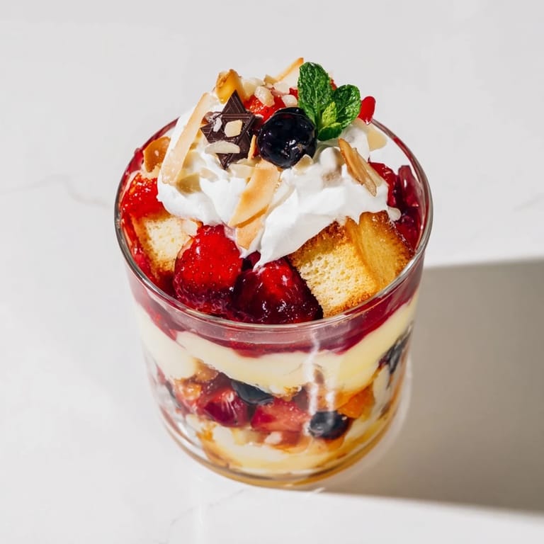 Delicious Simplified Christmas Trifle Cups are a holiday treat, with creamy custard and a delightful berry topping.