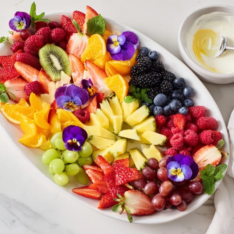 Imagine this Butterfly Garden Fruit Board, a stunning fruit platter with berries and vibrant orange segments.