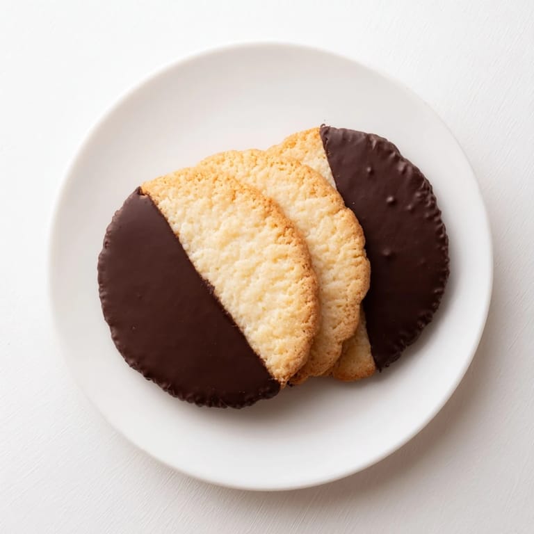 Enjoy delectable Simple Cookies: Vanilla Wafers, featuring a close-up shot of the chocolate-covered treat.